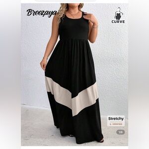 Black and Cream Asymmetrical Maxi Dress